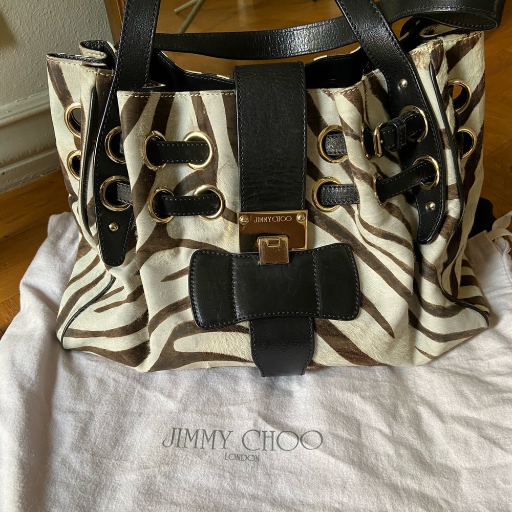 Jimmy Choo authentic calf hair zebra print Ramona Bag
